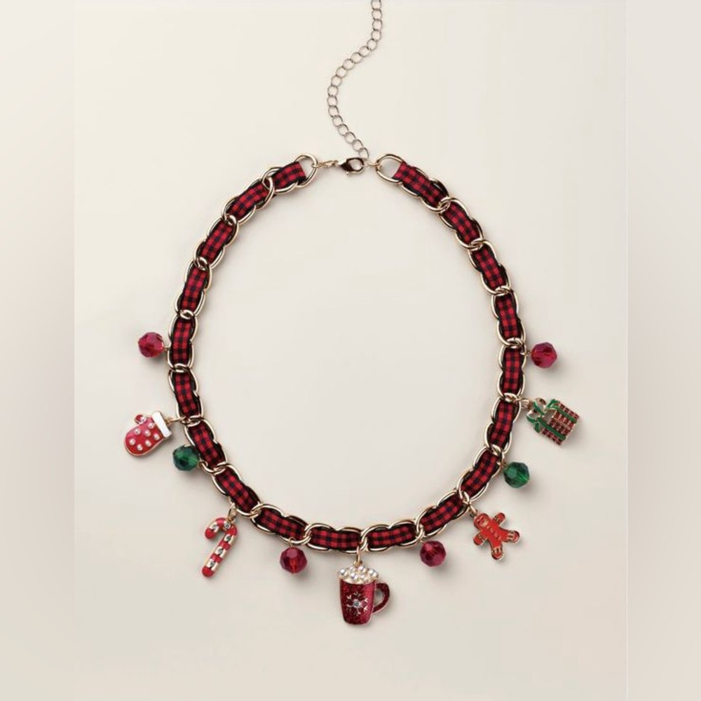 Merry in Plaid Charm Necklace - Picture 2 of 7